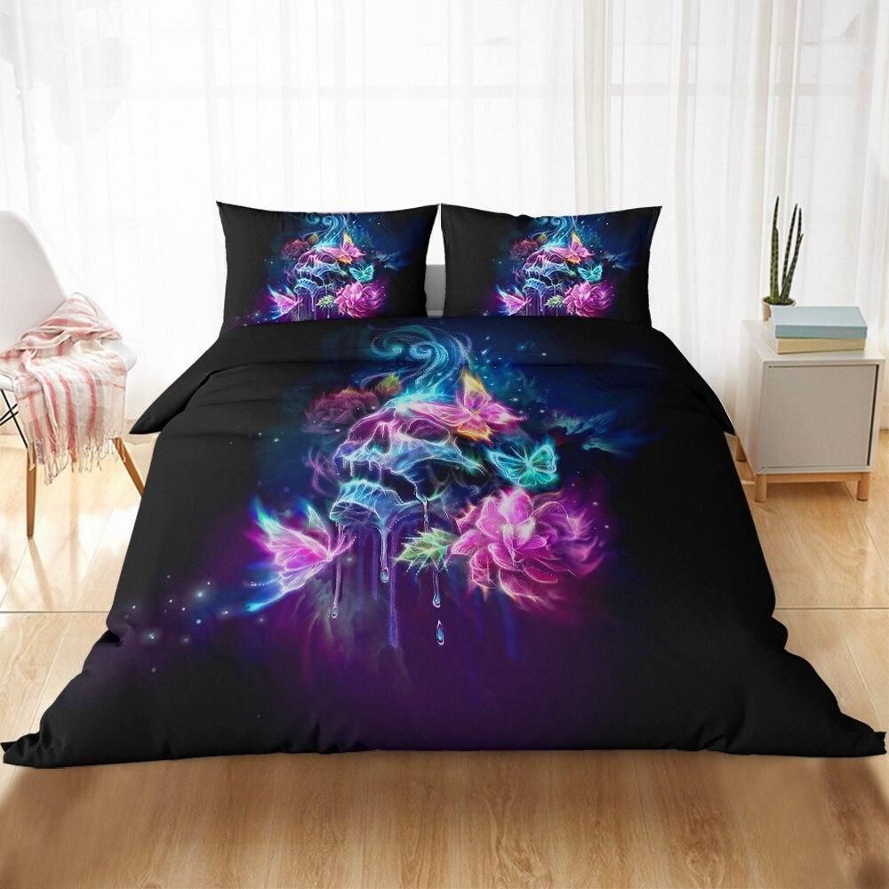 3D Luxury Flower Skull Printed Bedding Set