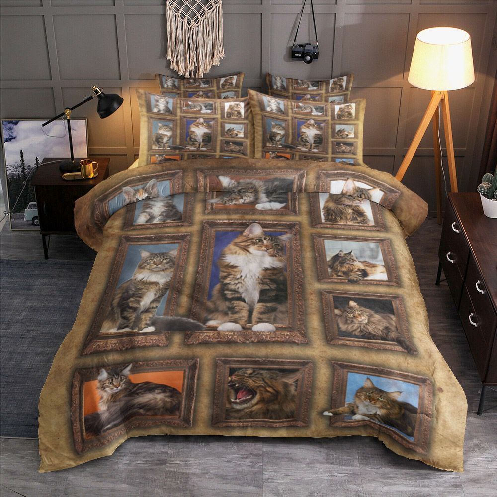 3D Maine Coon Cat Throw Bedding Set
