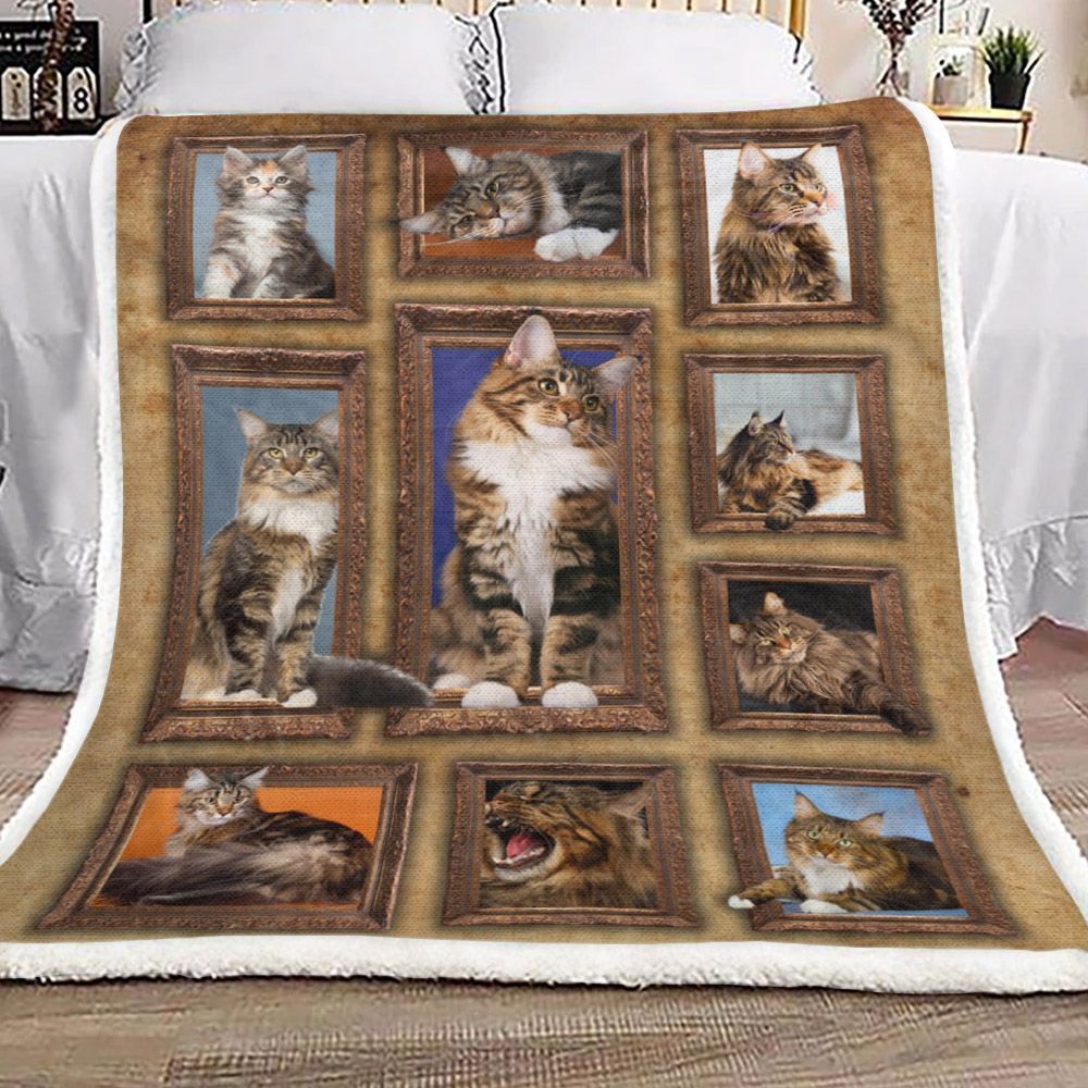 3d Maine Coon Cat Throw Sherpa Fleece Blanket