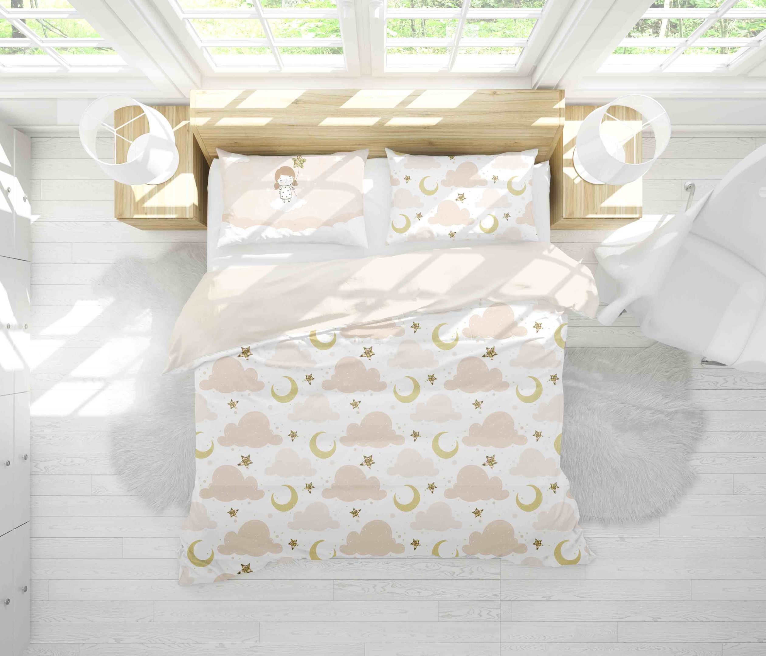 3d Moon Star Clouds Comfortable Bedding Set
