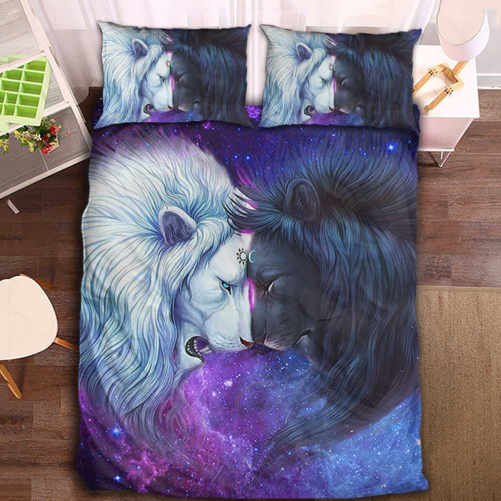 3D Moon Versus Sun Lion Pattern Bedding Set