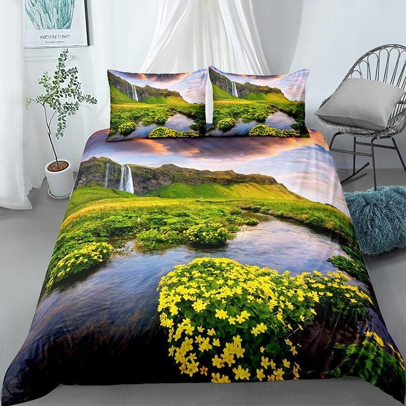 3d Neverland Landscape Yellow Flowers Bedding Set