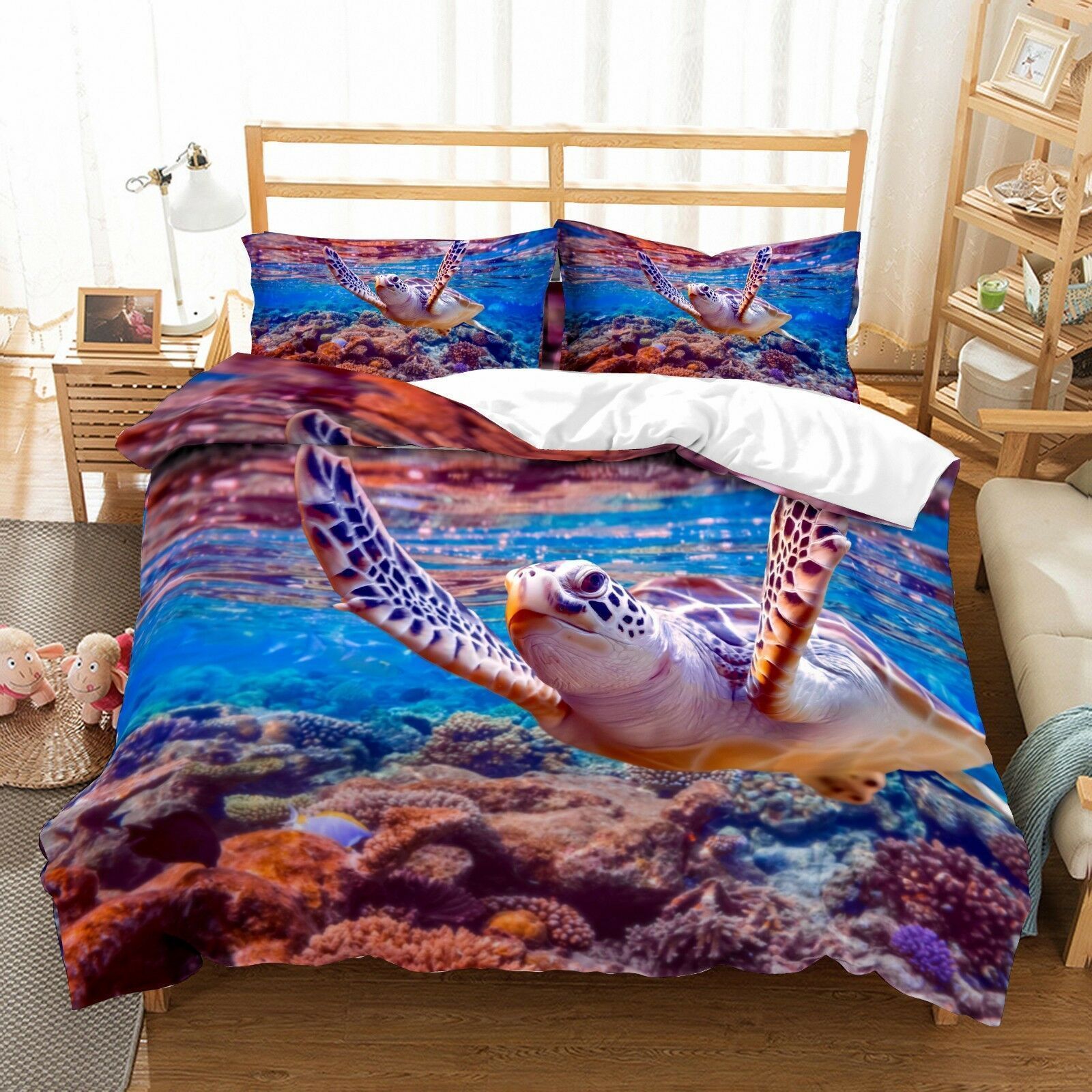 3d Ocean Colorful Turtle Bedding Set