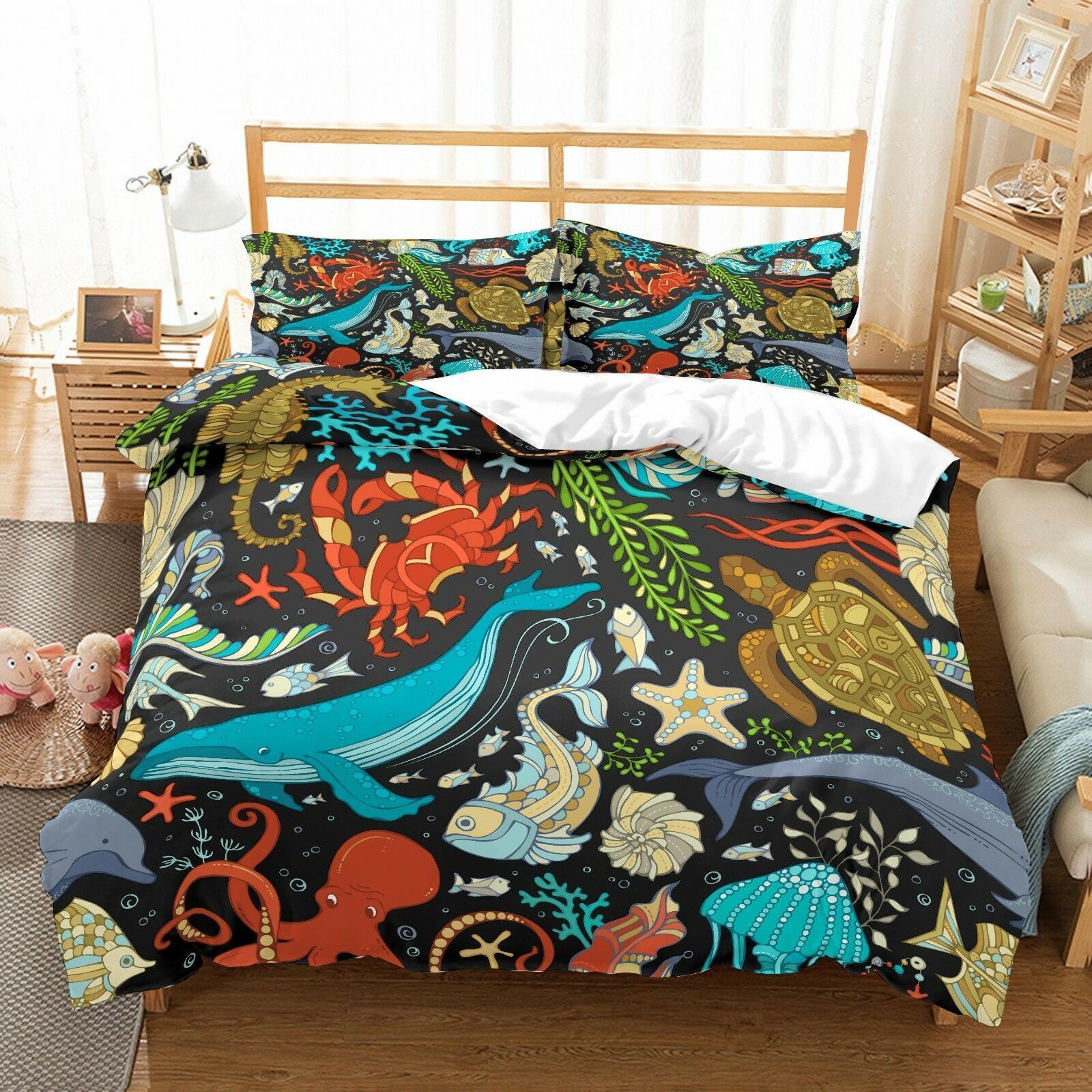 3d Ocean Colorful Turtle Bedding Set