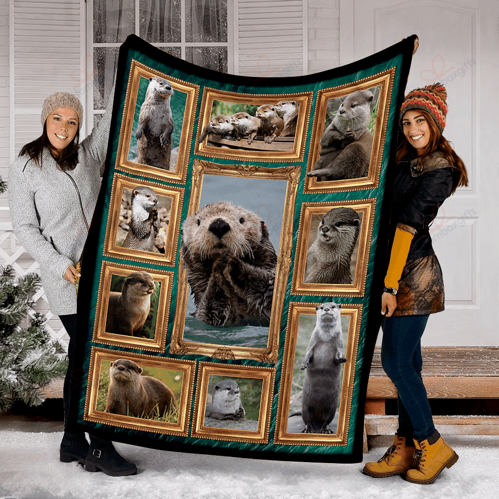 3D Otters Sherpa Fleece Blanket