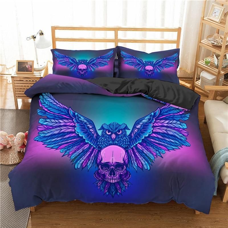 3D Owl Skull Bedding Set