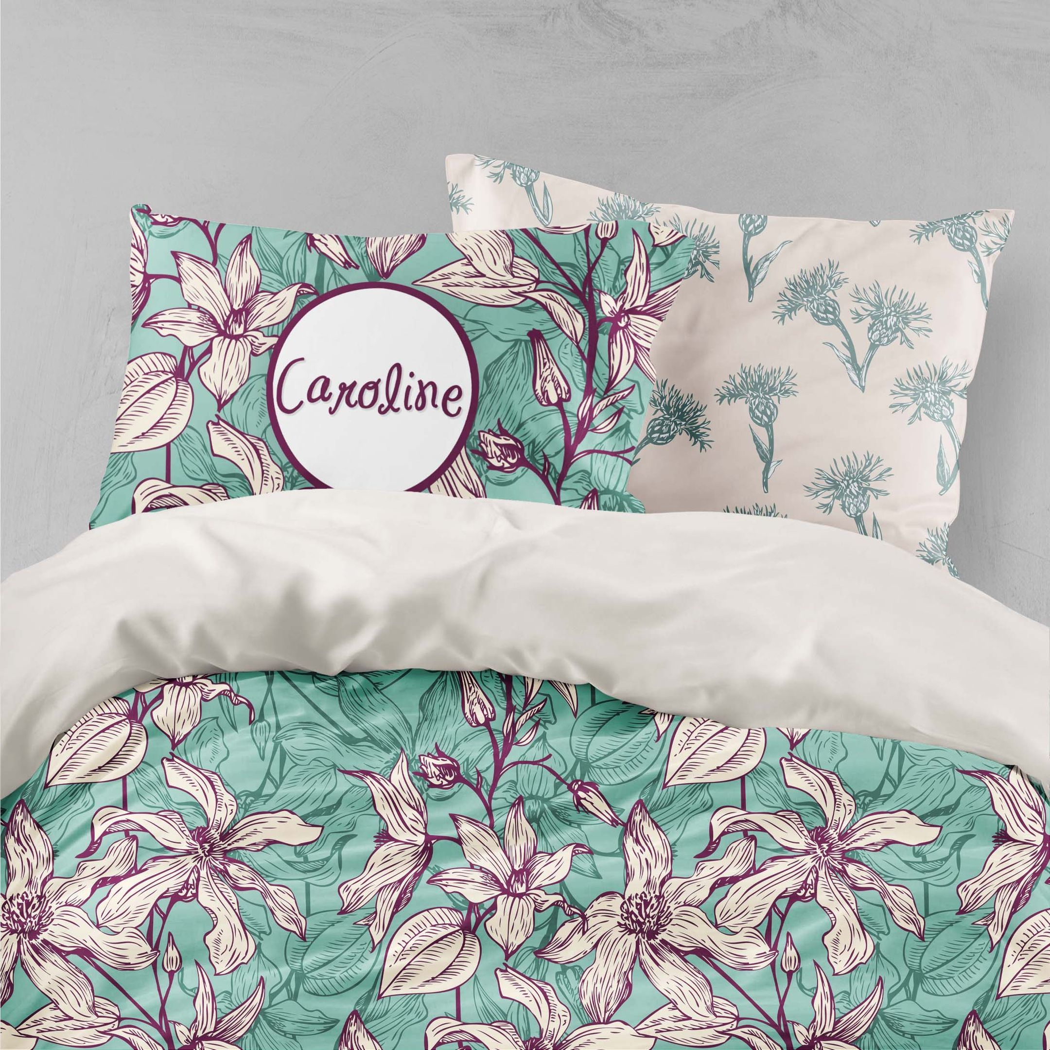 3d Pink Floral Green Leaves Bedding Set
