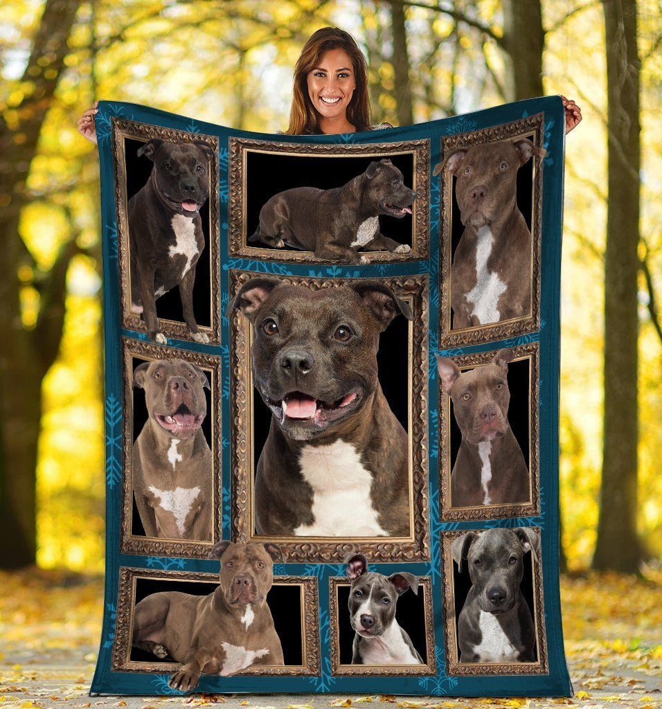 3d Pitbull Dog For Dog Lovers Fleece Blanket