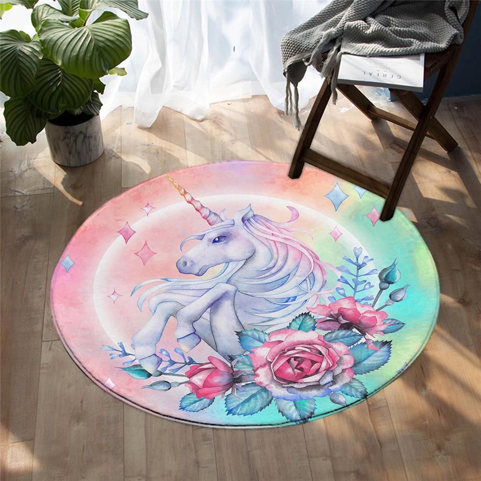 3D Pixie Unicorn Round Carpet