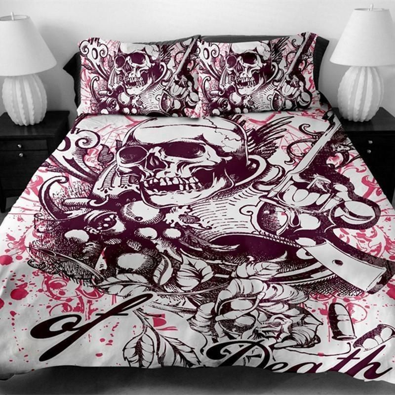 3D Plum Death Skull Bedding Set