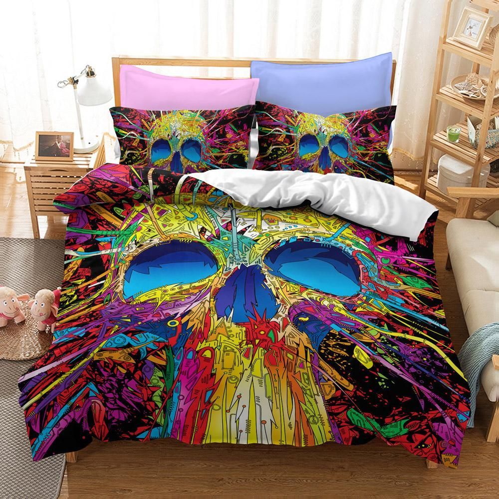 3d Psychedelic Skull Bedding Set