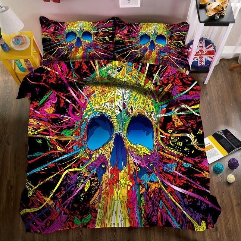 3D Psychedelic Skull Bedding Set