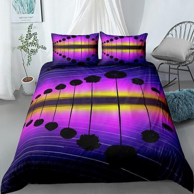 3d Purple Beach Landscape Bedding Set