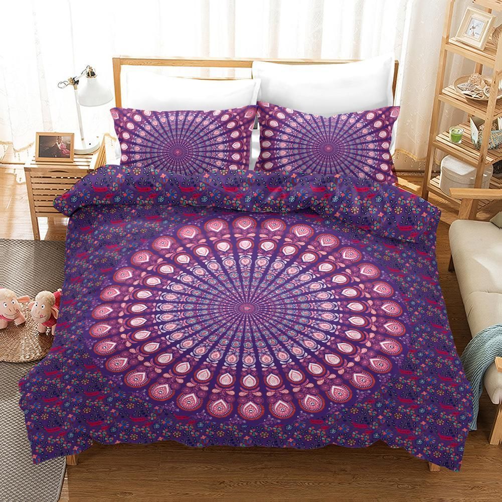 3d Purple Bohemian Elephant Comfortable Bedding Set