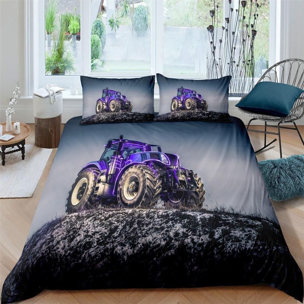 3d Purple Monster Truck Bedding Set