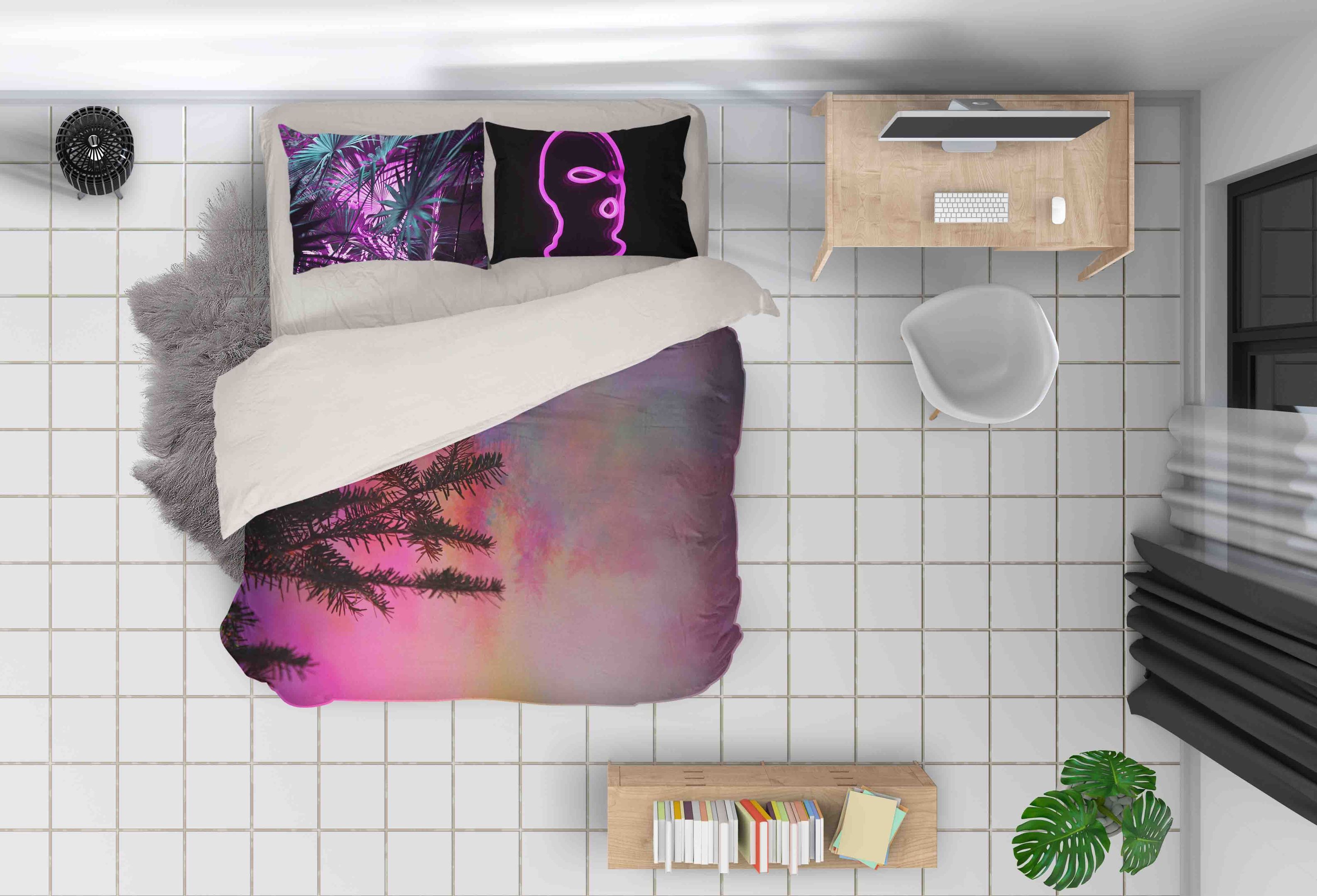 3d Purple Sky Tree Bedding Set
