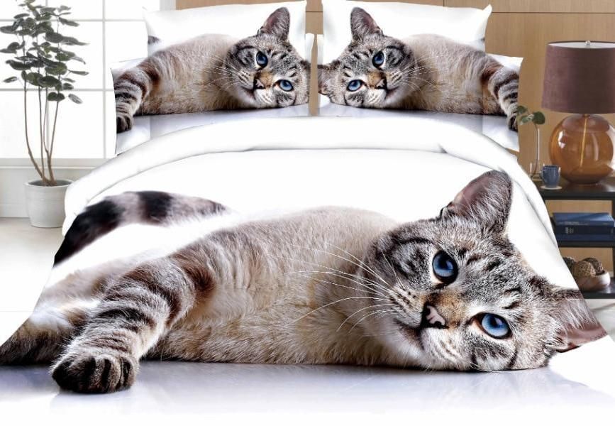 3D Queen Size Duvet Cover Set Cat Bedding Set