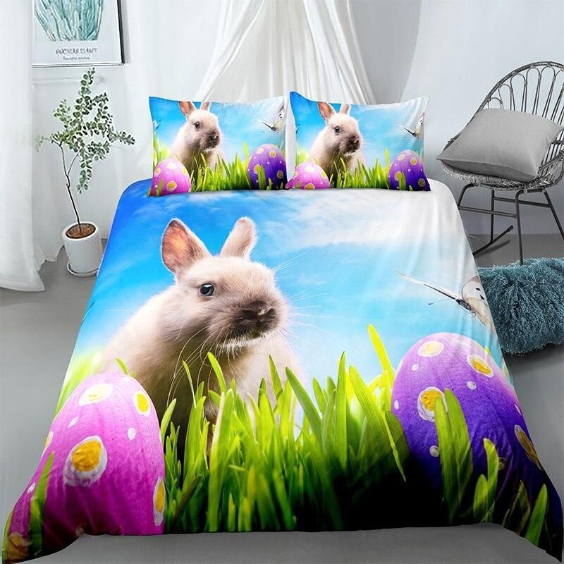 3d Rabbit And Easter Eggs Bedding Set