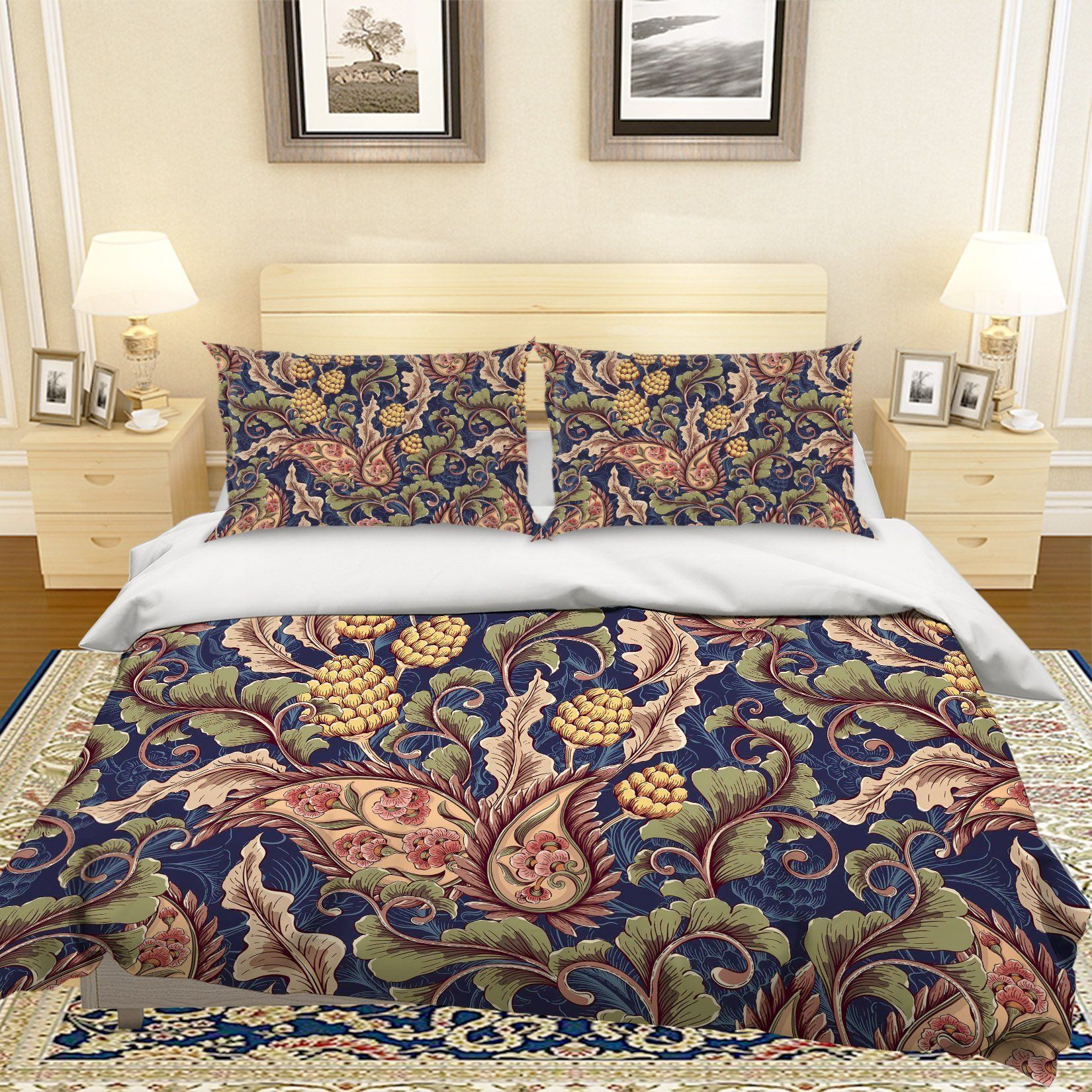 3d Retro Leaves Pattern Bedding Set