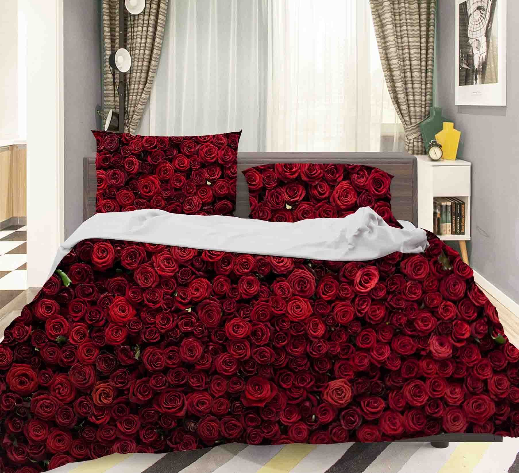 3d Romantic Red Rose Bedding Set