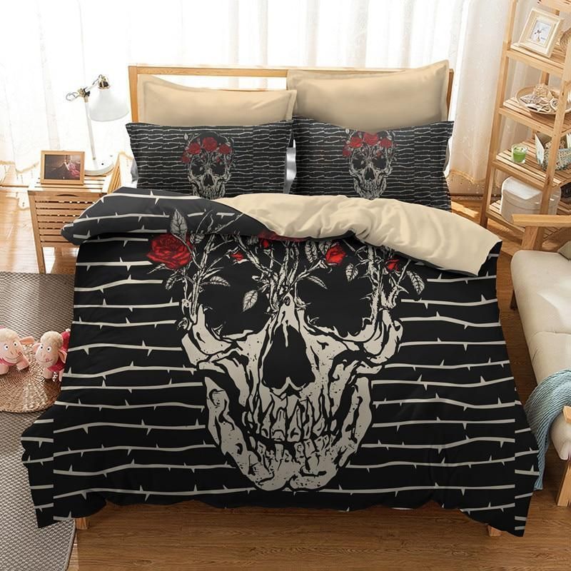 3D Rose Sugar Skull Bedding Set