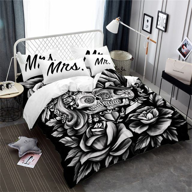 3d Rose Sugar Skull Bedding Set