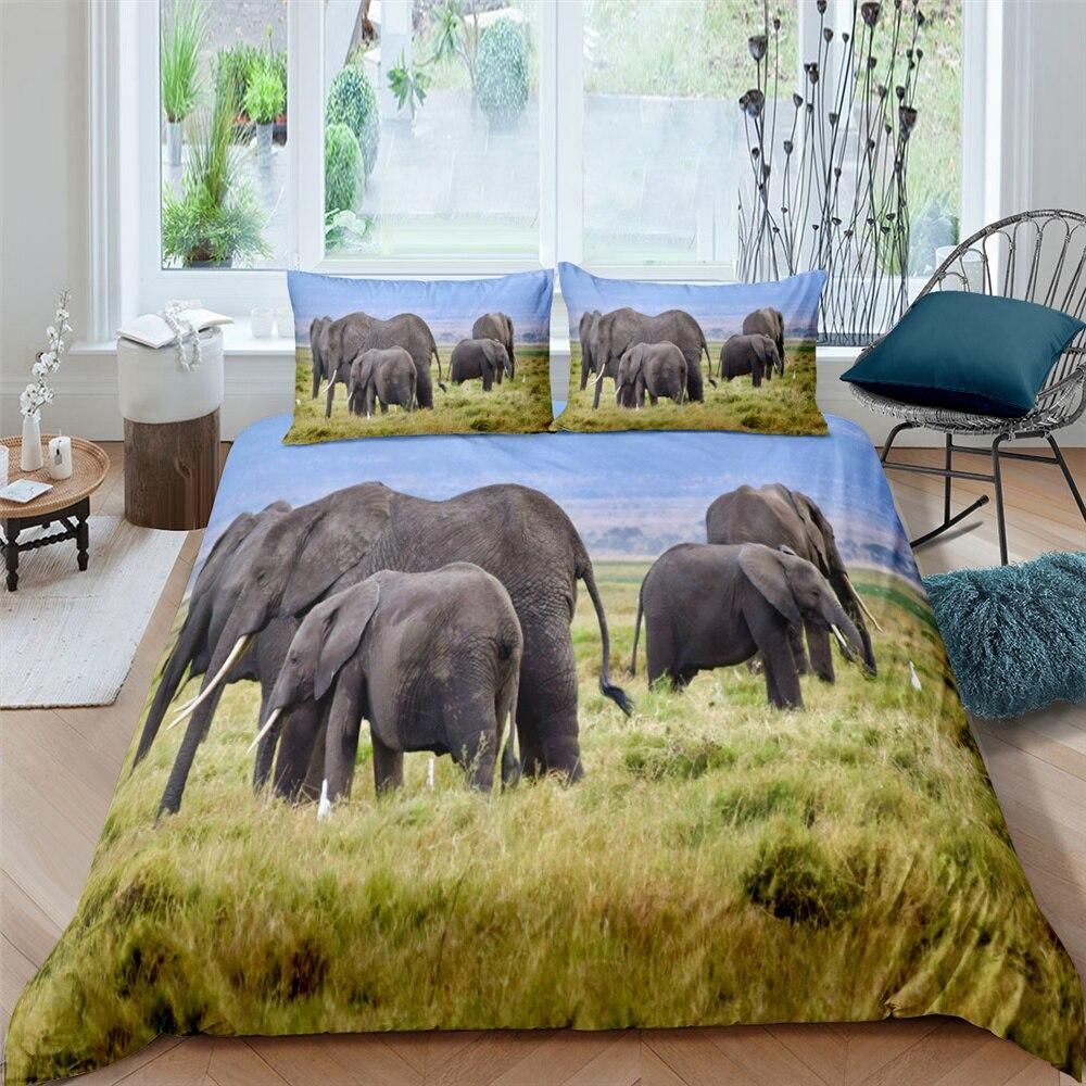 3d Savanna Elephants Bedding Set