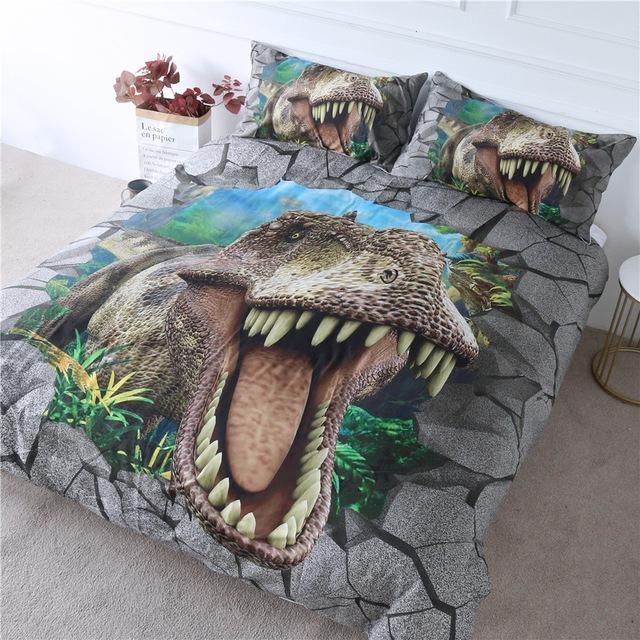 3d Scary Dinosaur Broken Bedding Set