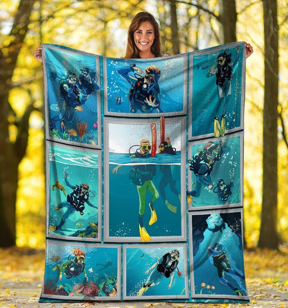 3d Scuba Diving Diver Ocean Gifts Fleece Blanket