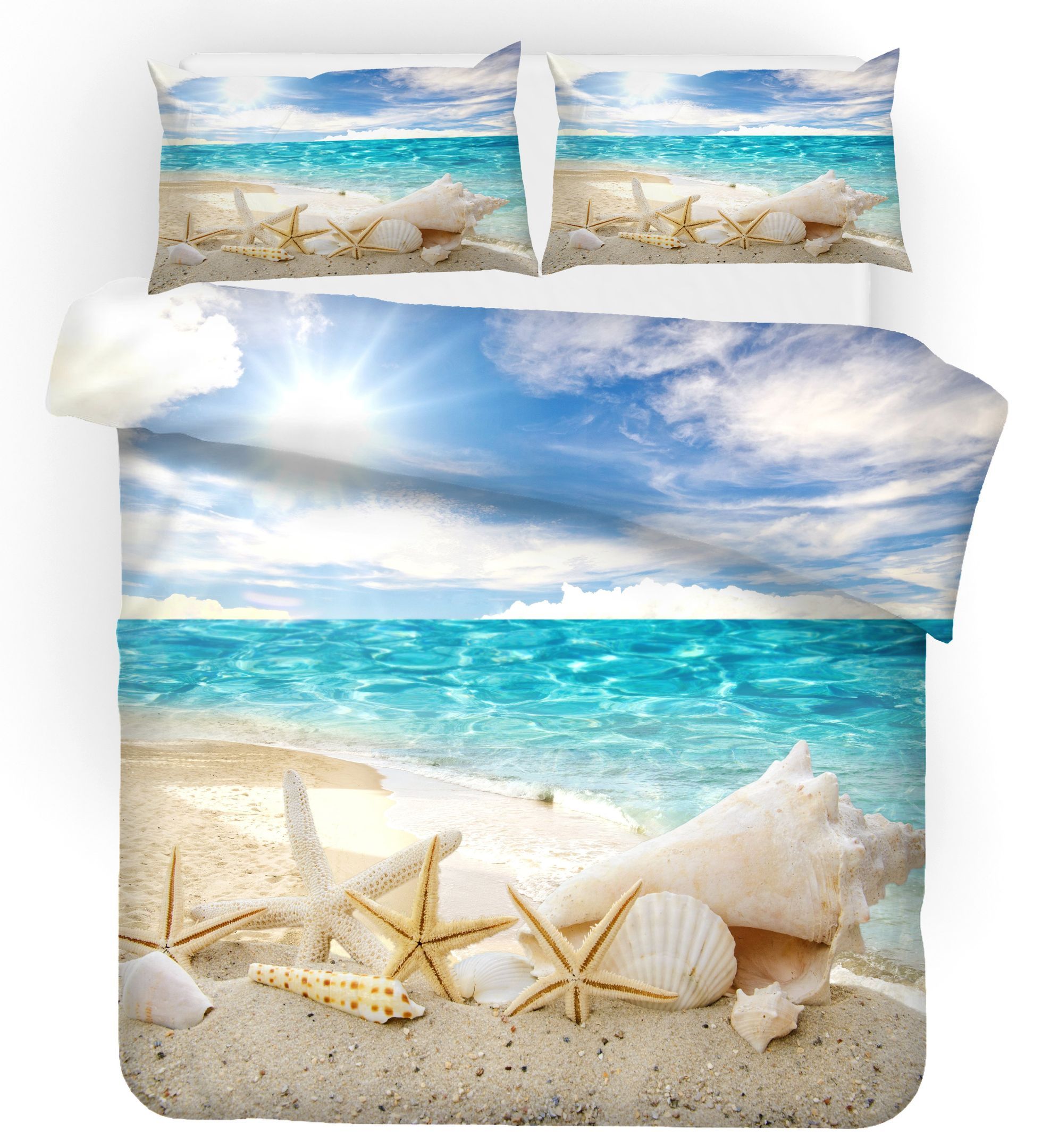 3d Sea Beach Conch Starfish Shell Bedding Set
