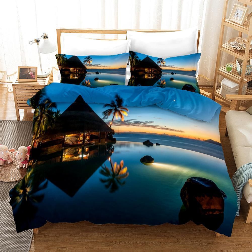 3d Sea Night Scenery Bedding Set