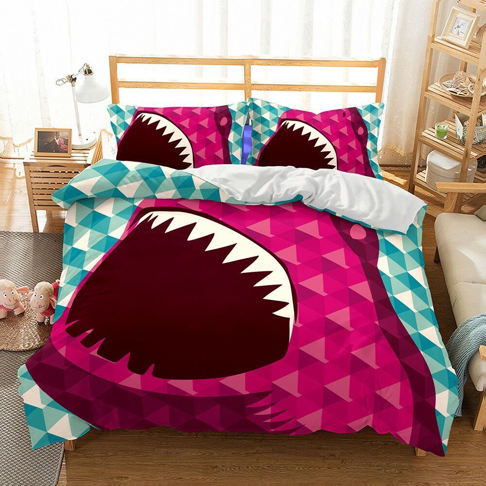 3d Sea Shark Geometric Bedding Set