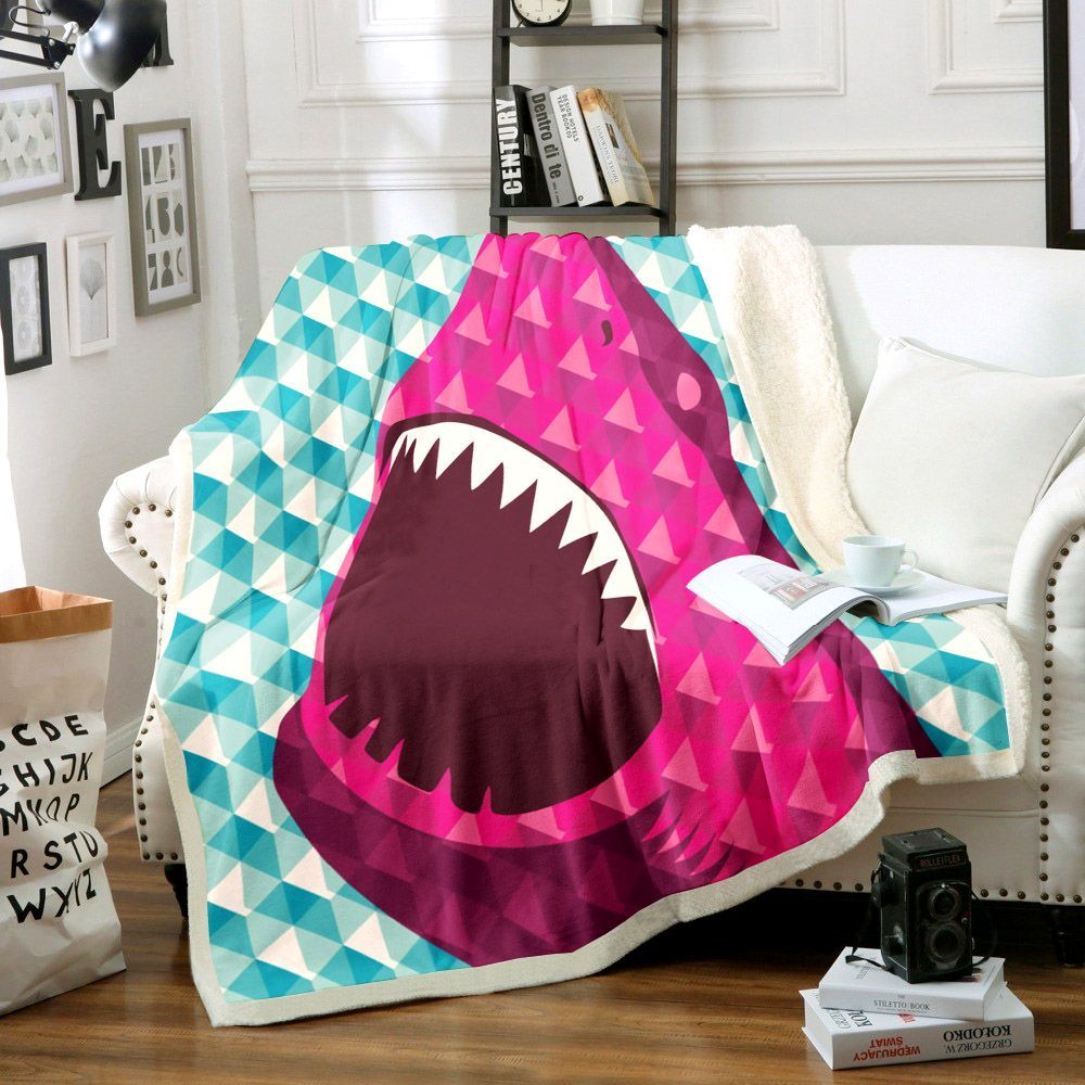 3d Sea Shark Geometric Sherpa Fleece Blanket