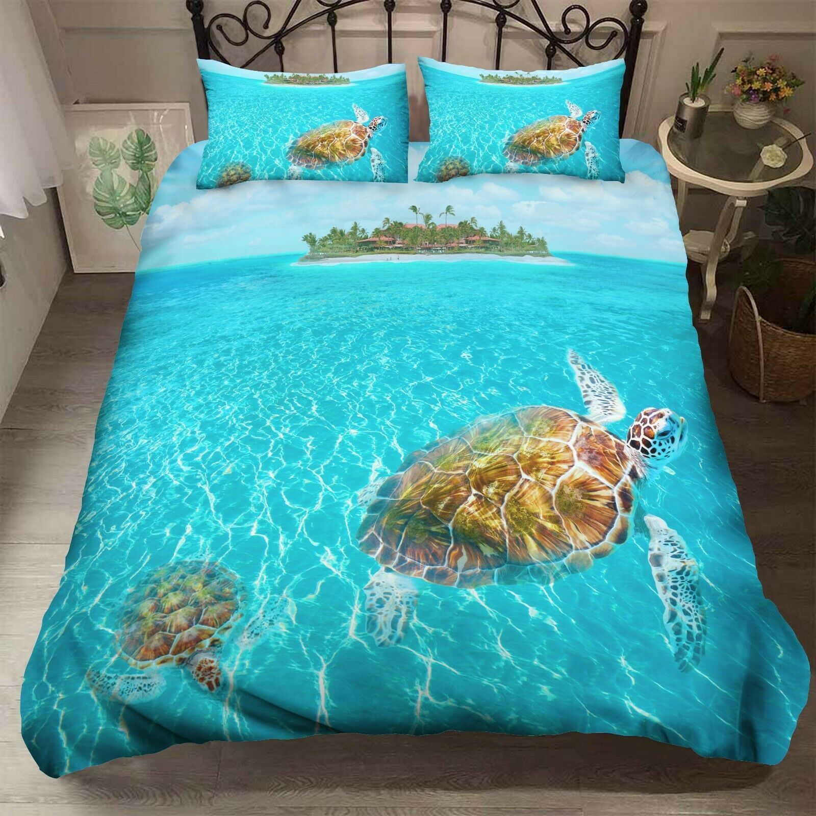 3d Sea Turtle Island Bedding Set