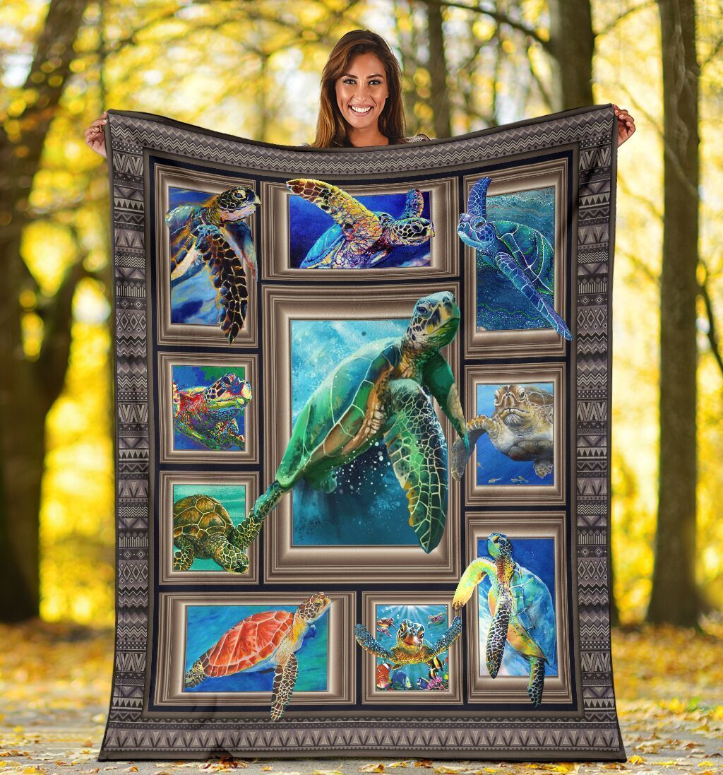 3d Sea Turtles Ocean Funny Gift Turtle Lover Fleece Blanket