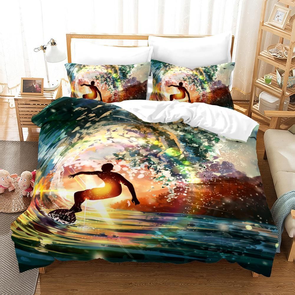 3d Sea Wave Surfer Bedding Set