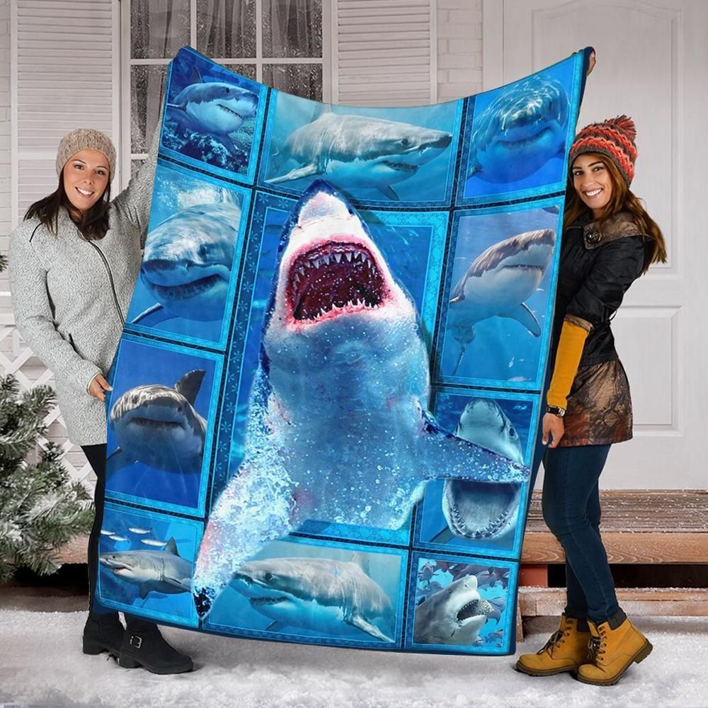 3D Shark Sherpa Fleece Blanket