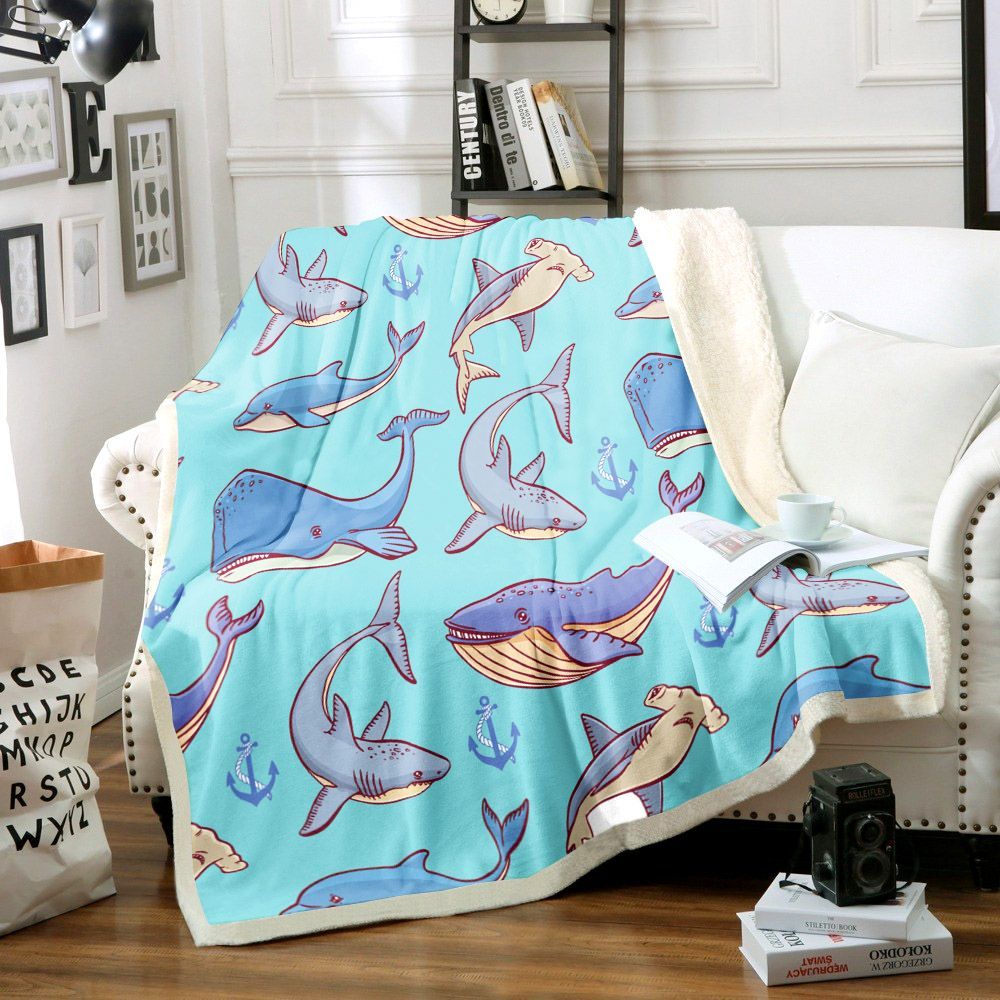 3d Shark Sherpa Fleece Blanket