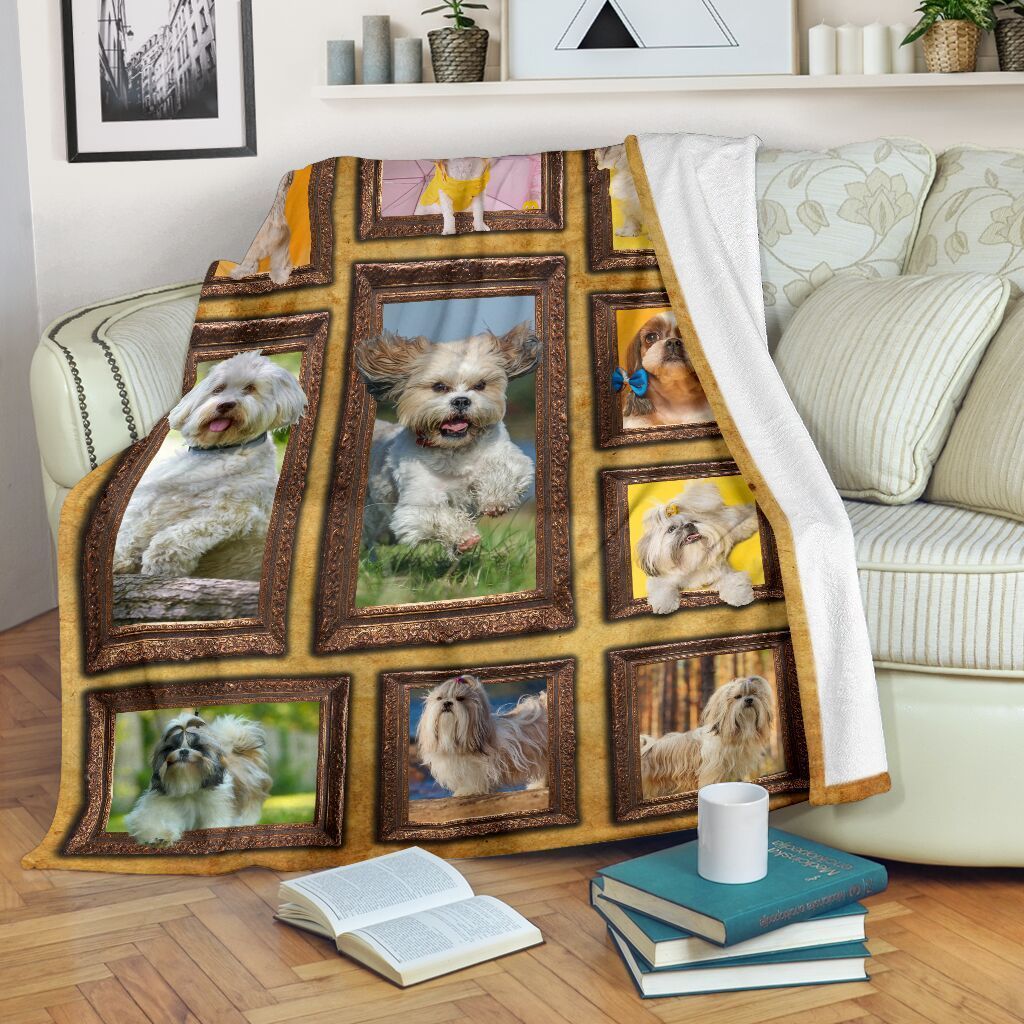 3d Shih Tzu Dog Sherpa Fleece Blanket