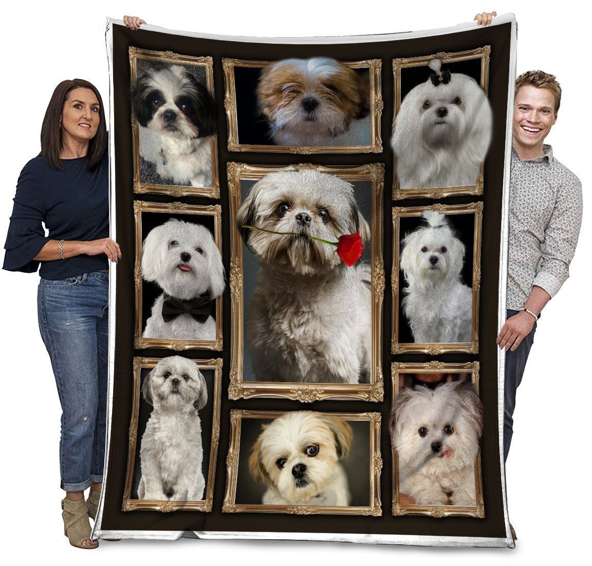 3d Shih Tzu Dog Picture Frames Fleece Blanket