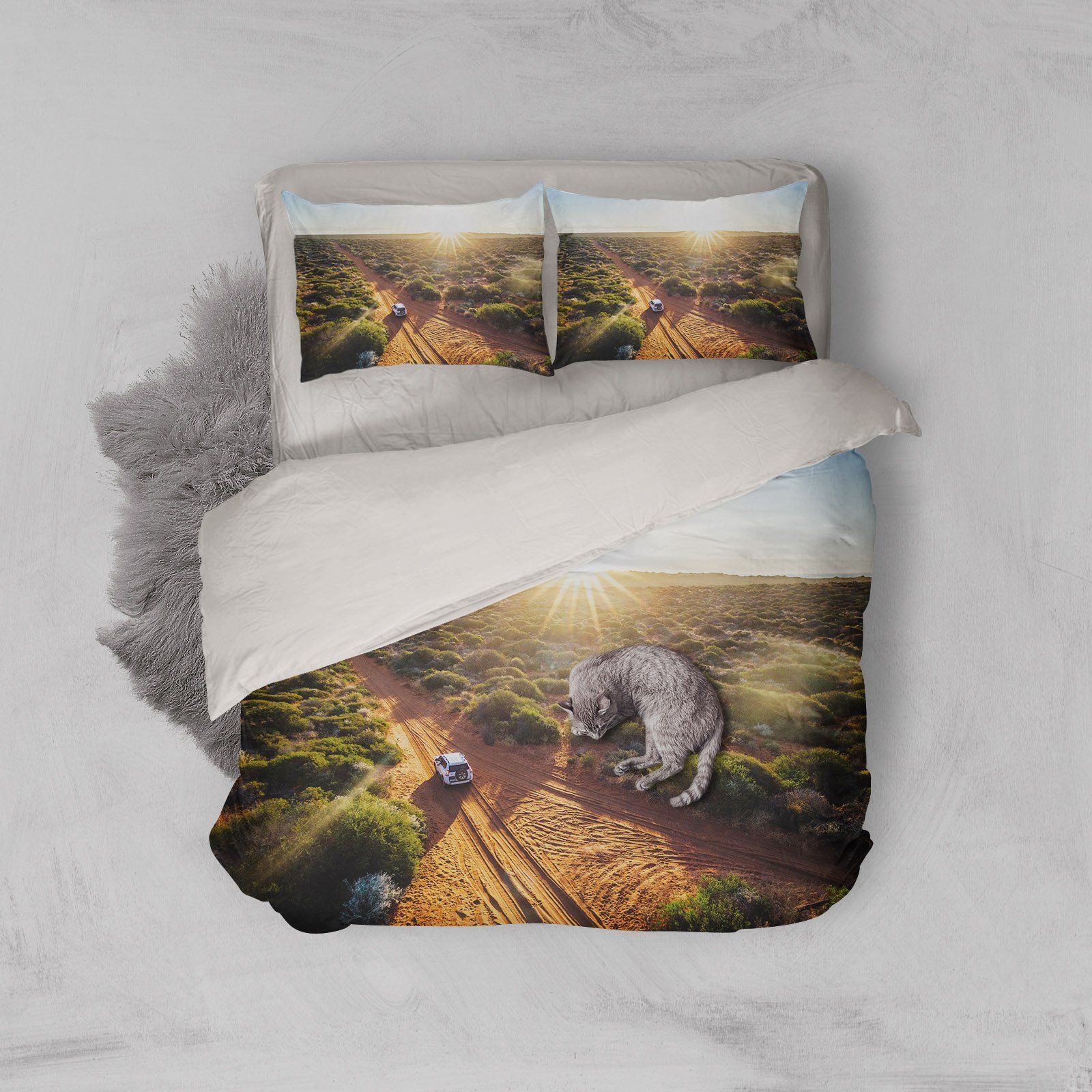 3d Shrubbery Car Cat Bedding Set