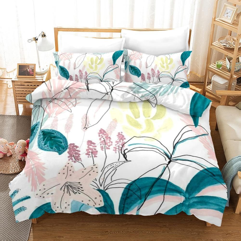 3d Simplicity Hand Drawing Color Flowers Bedding Set