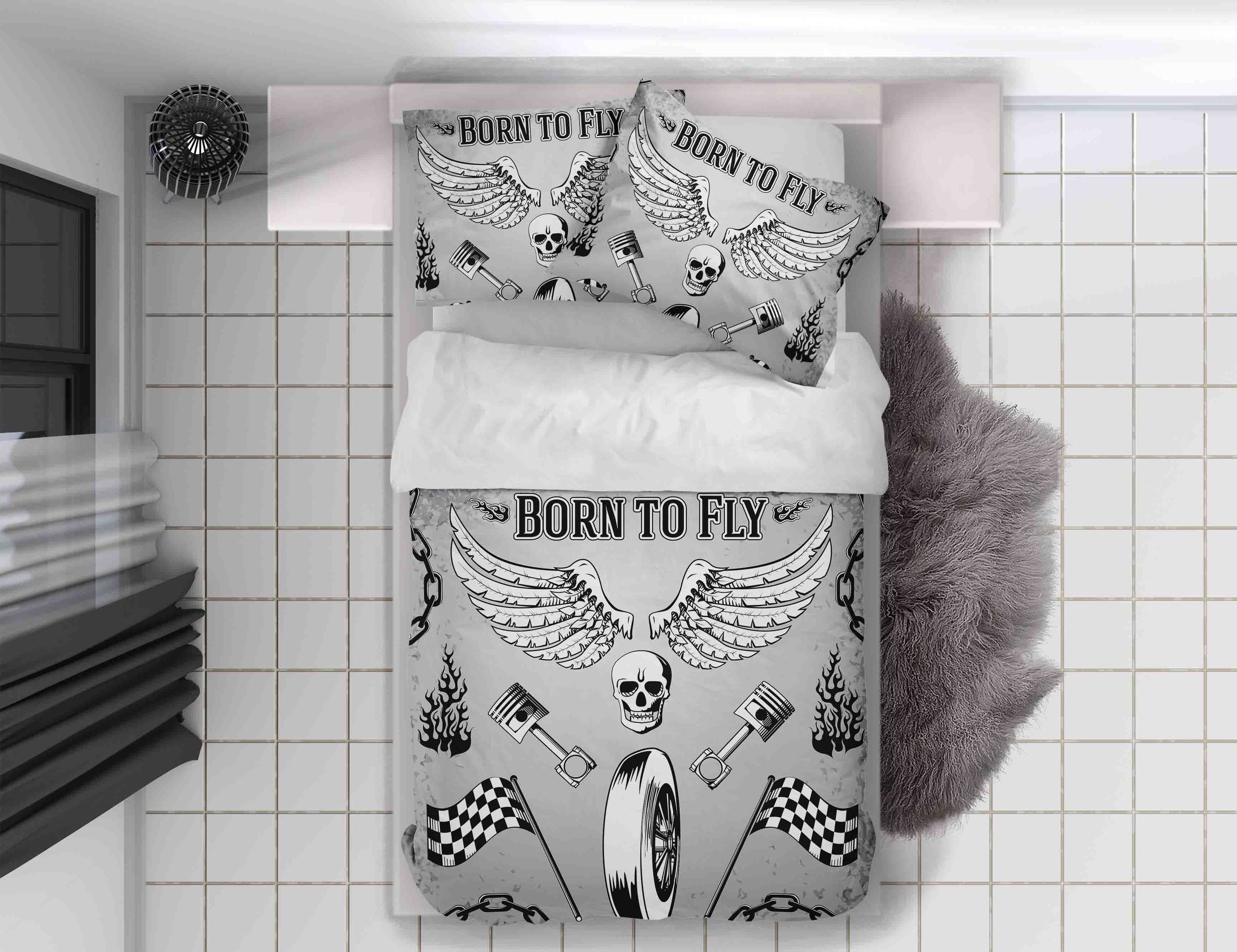 3d Skeleton Wheel Wings Bedding Set