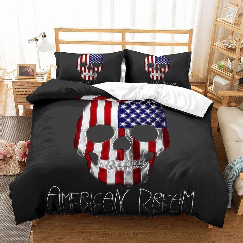 3d Skull American Dream Bedding Set