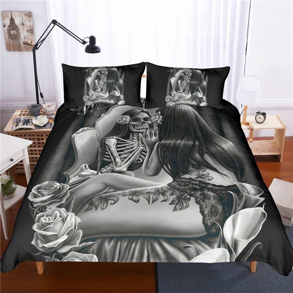 3d Skull Beauty Queen Bedding Set