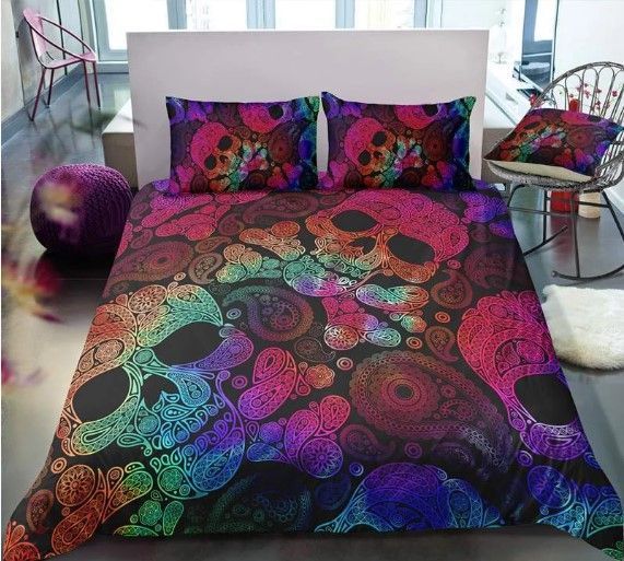 3d Skull Colorful Bedding Set