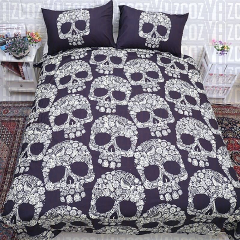 3d Skull Dark Brown Bedding Set