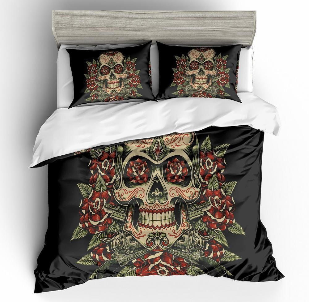 3d Skull Flower The Day Of Dead Bedding Set