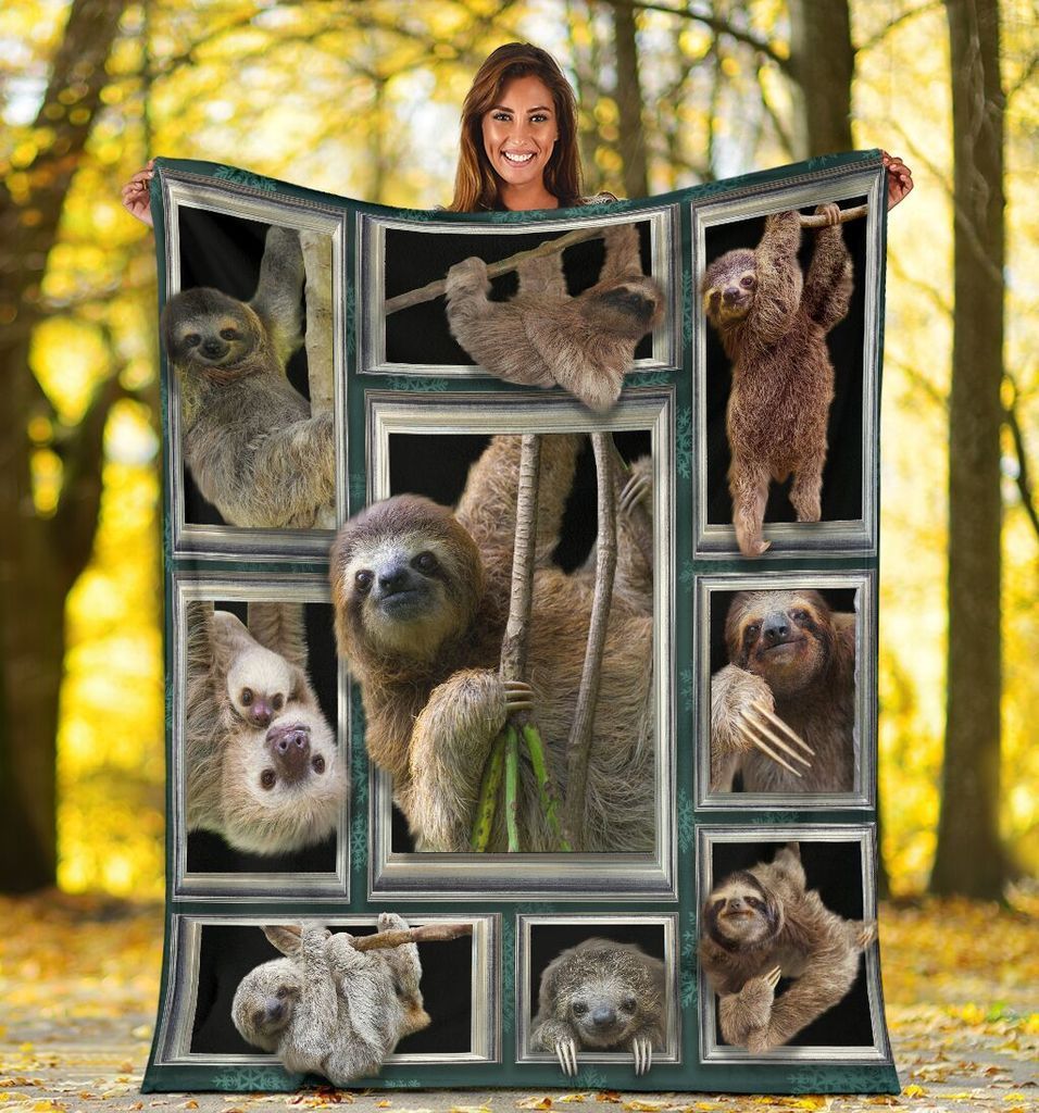 3D Sloth Animals Sherpa Fleece Blanket