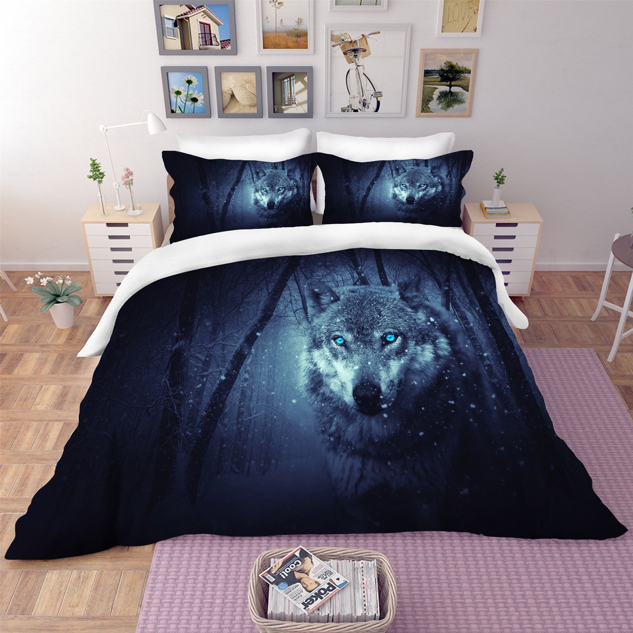 3d Snow Forest Wolf Bedding Set